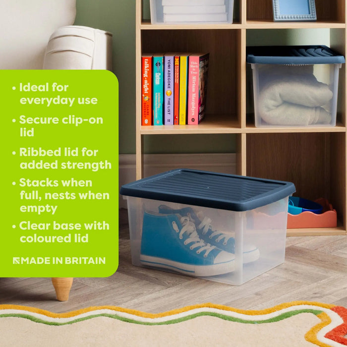 Set of 2 Wham Box 16 Litre Plastic Storage Box with Lid Wham Storage