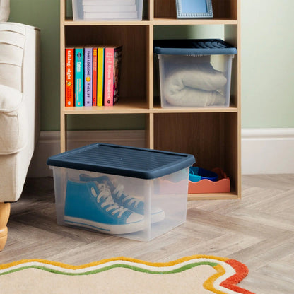 Set of 2 Wham Box 16 Litre Plastic Storage Box with Lid Wham Storage