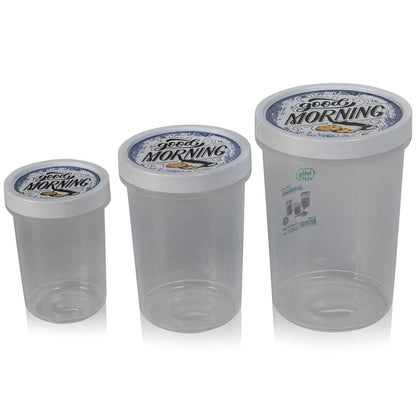 Set of 3 - Tall Airtight Round Plastic Food Storage Container with Screw Top Lid Hobby Life