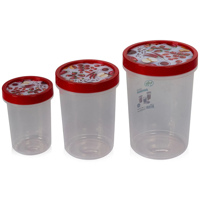 Set of 3 - Tall Airtight Round Plastic Food Storage Container with Screw Top Lid Hobby Life