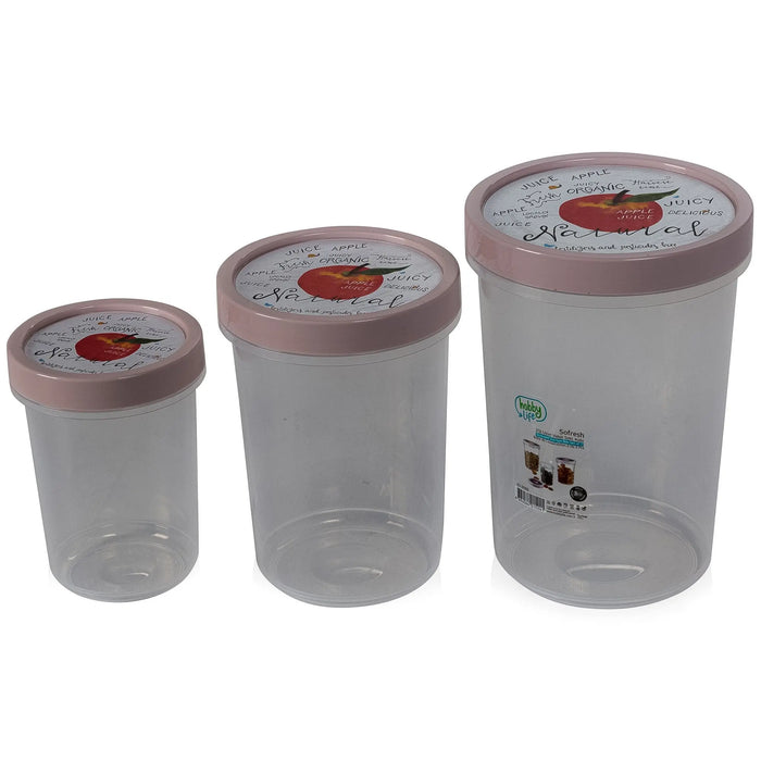 Set of 3 - Tall Airtight Round Plastic Food Storage Container with Screw Top Lid Hobby Life