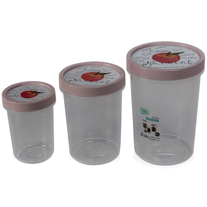 Set of 3 - Tall Airtight Round Plastic Food Storage Container with Screw Top Lid Hobby Life