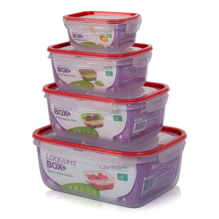 Set of 4 lock & Fit Airtight Plastic Storage Boxes Hobby Life