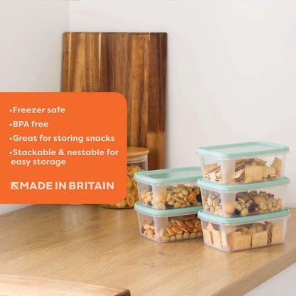 Set of 5 Everyday 0.5 Litre Plastic Food Boxes with Lids Wham Storage