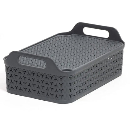 Shallow Urban Style Plastic Storage Basket with Lid Strata
