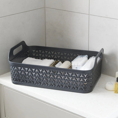 Shallow Urban Style Plastic Storage Basket with Lid Strata