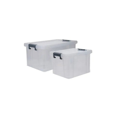 Stackmaster Set of 2 Plastic Storage Boxes with Lids Strata