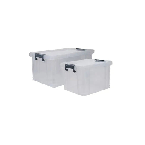 Stackmaster Set of 2 Plastic Storage Boxes with Lids Strata