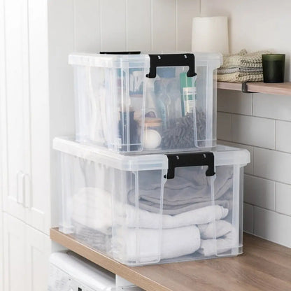 Stackmaster Set of 2 Plastic Storage Boxes with Lids Strata