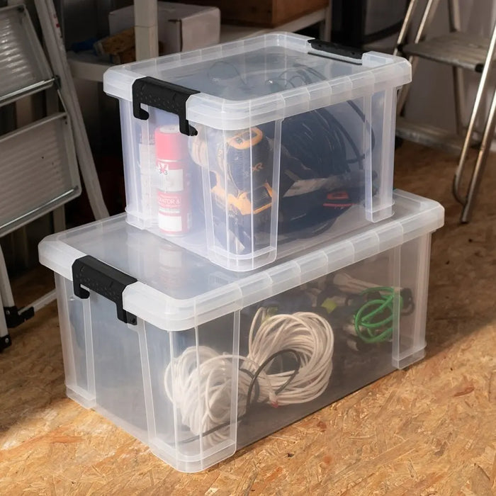 Stackmaster Set of 2 Plastic Storage Boxes with Lids Strata