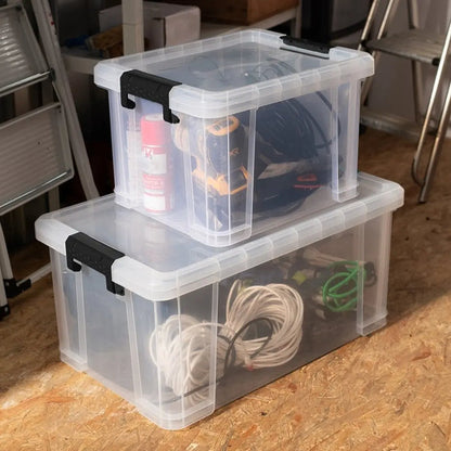 Stackmaster Set of 2 Plastic Storage Boxes with Lids Strata