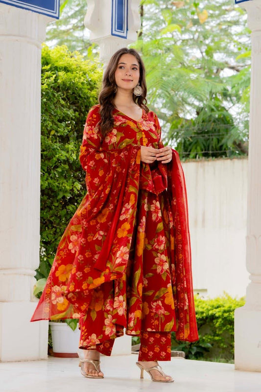 SUNSET BLOOM ANARKALI SUIT SET