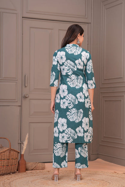 TEAL BLUE LARGE FLORAL CORD SET