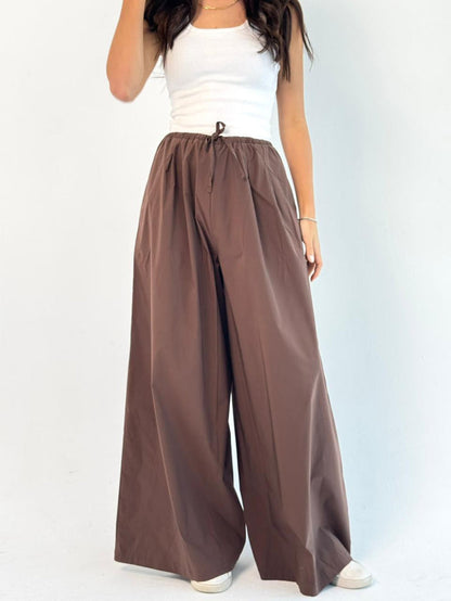 To-Go Summer Wide Leg Pants- Brown