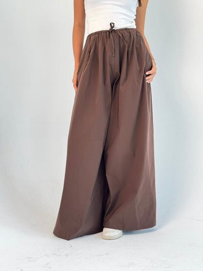 To-Go Summer Wide Leg Pants- Brown