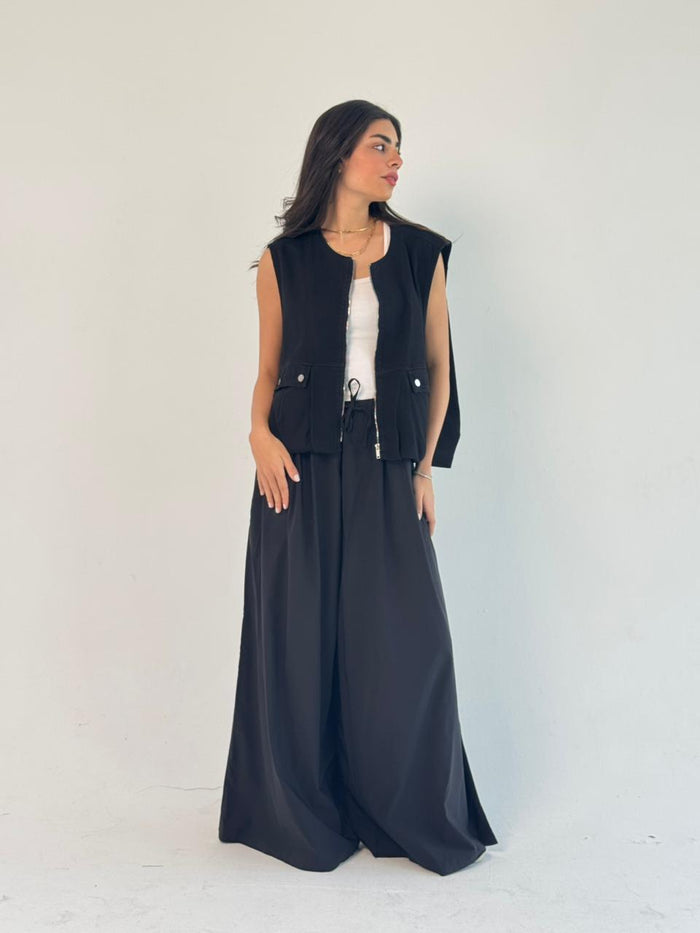 To-Go Wide Leg Pants- Black