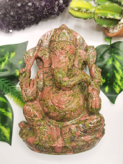 Unakite handcarved statue of Lord Ganesh