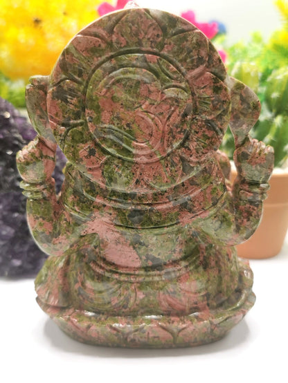 Unakite handcarved statue of Lord Ganesh