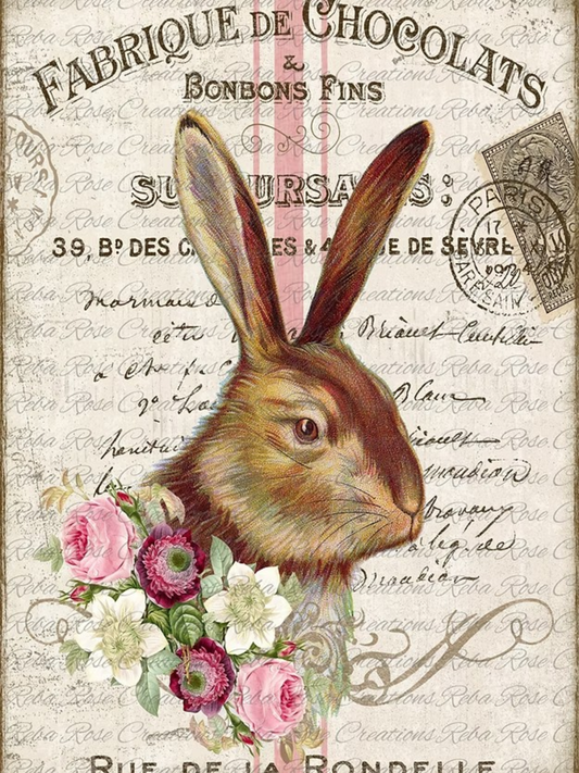 Victorian Brown Bunny Rice Paper by Reba Rose Creations