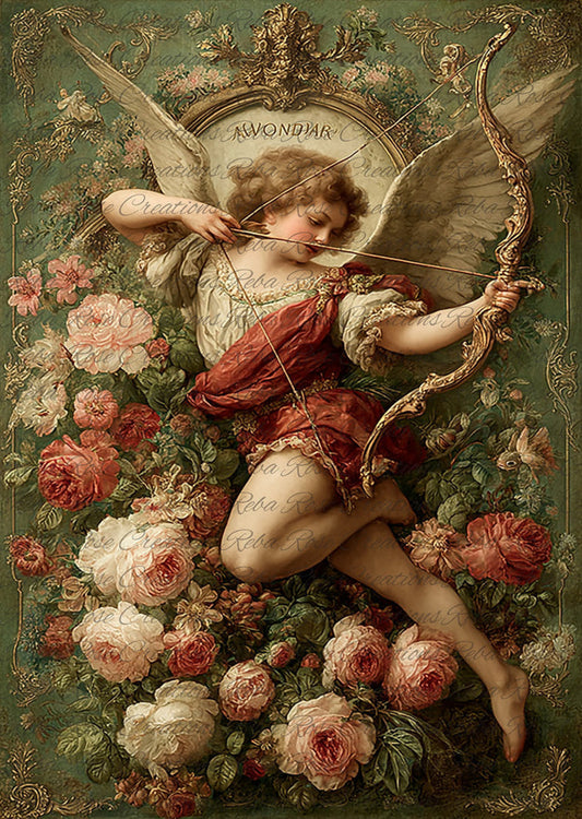 Victorian Cupid Rice Paper by Reba Rose Creations