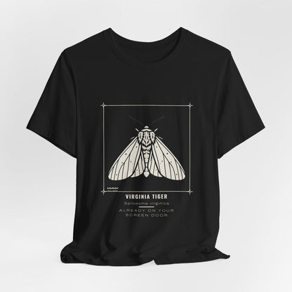 Black Virginia Tiger t-shirt shown draped, front print visible.