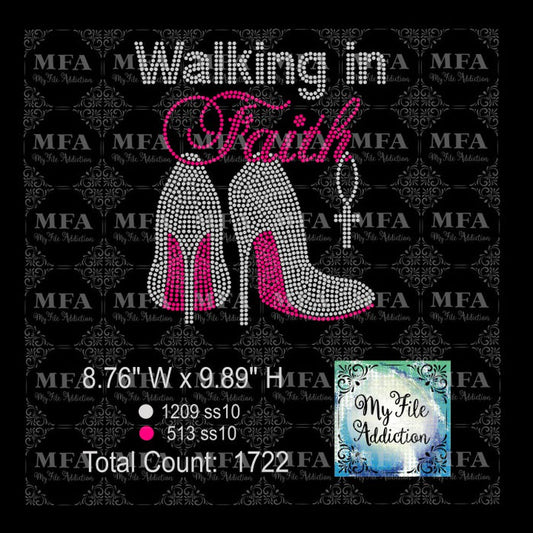 Walking In Faith Rhinestone Digital Download File - My File Addiction