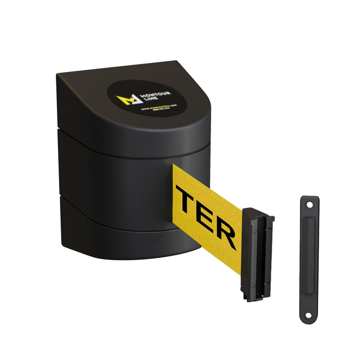 Wall Mounted Retractable Belt Barrier, 10 Ft. Belt - Montour Line WMX 140 - Crowd Control Warehouse