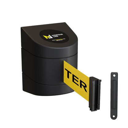 Wall Mounted Retractable Belt Barrier, 10 Ft. Belt - Montour Line WMX 140 - Crowd Control Warehouse