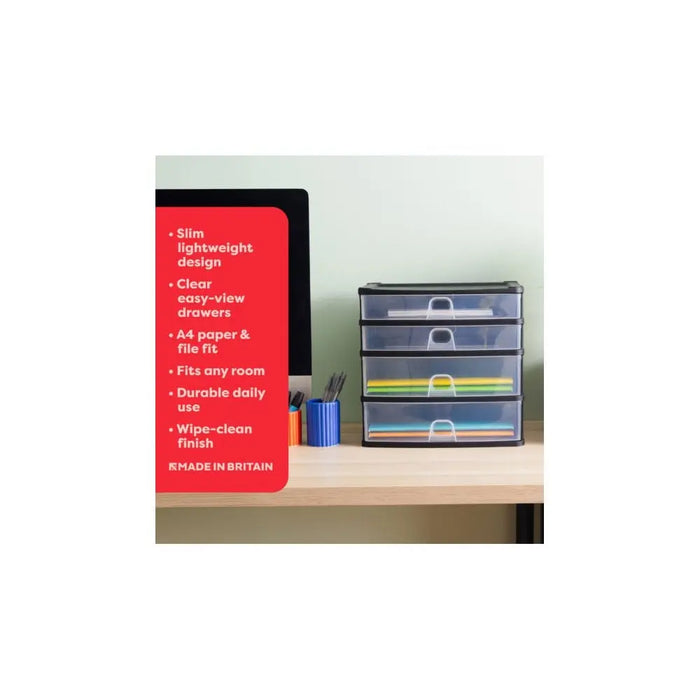 Wham Organise A4 2 Deep & 2 Shallow Drawer System Wham Storage