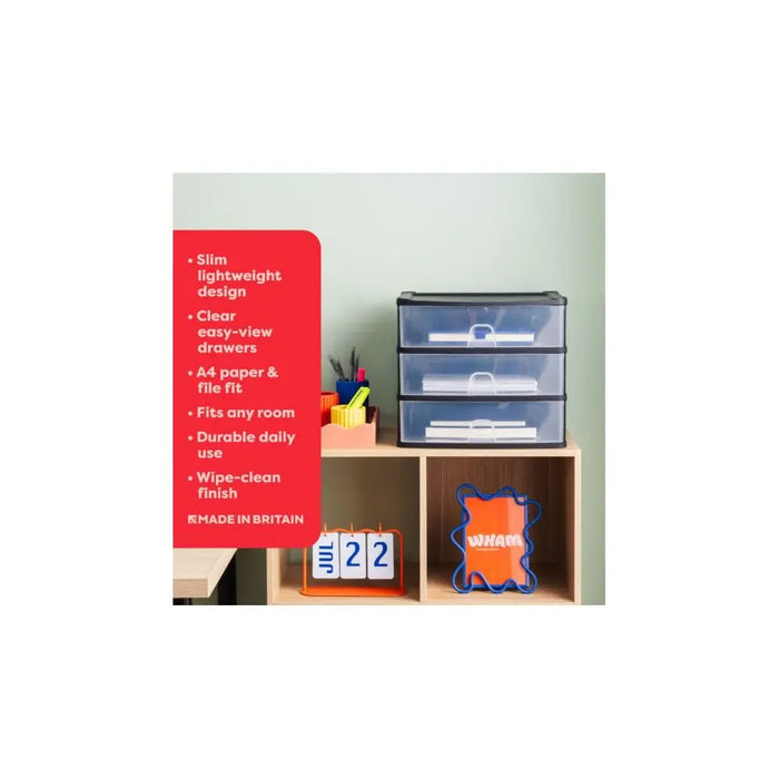 Wham Organise A4 3 Deep Drawer System Wham Storage