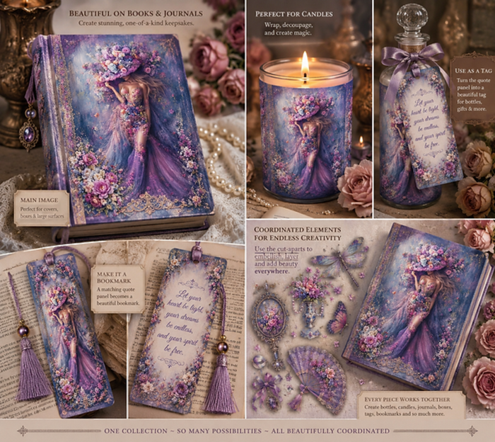 Bottle Panels Rice Paper by Reba Rose Creations