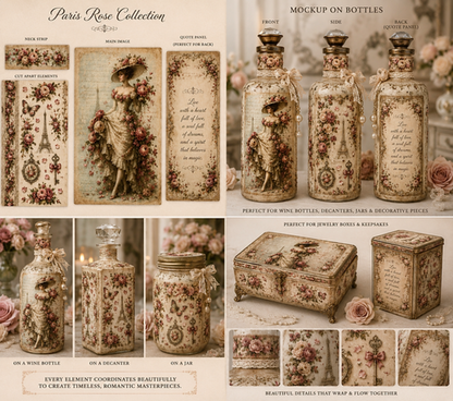 Bottle Panels Rice Paper by Reba Rose Creations