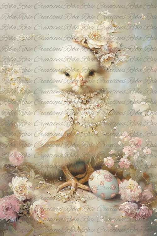 White Baby Chick Rice Paper by Reba Rose Creations