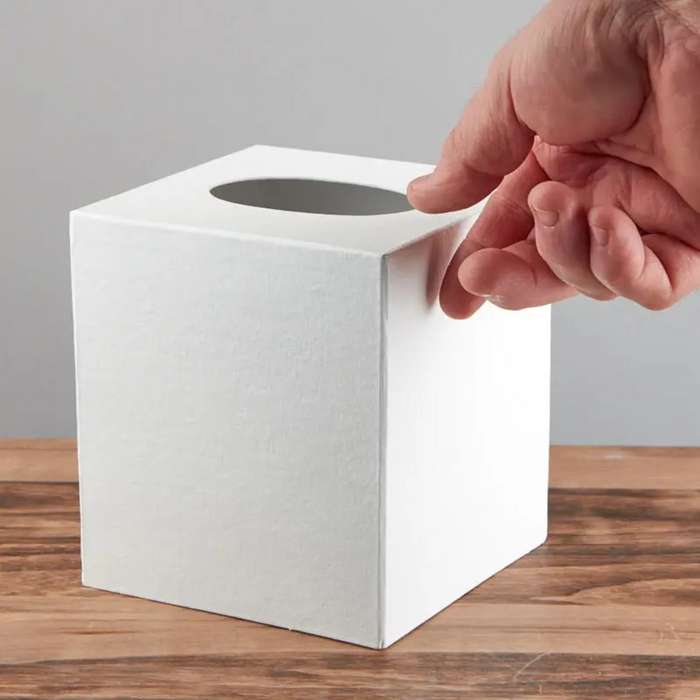 White Paper Mache Tissue Box Cover