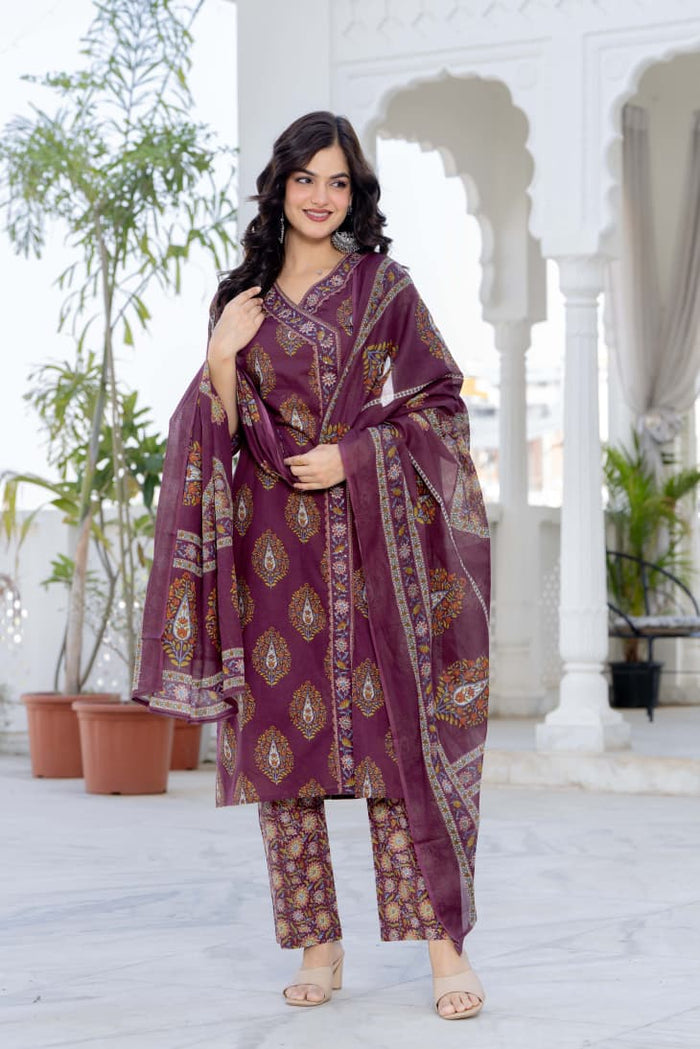 WINE ANGRAKHA STRAIGHT-FIT SUIT SET