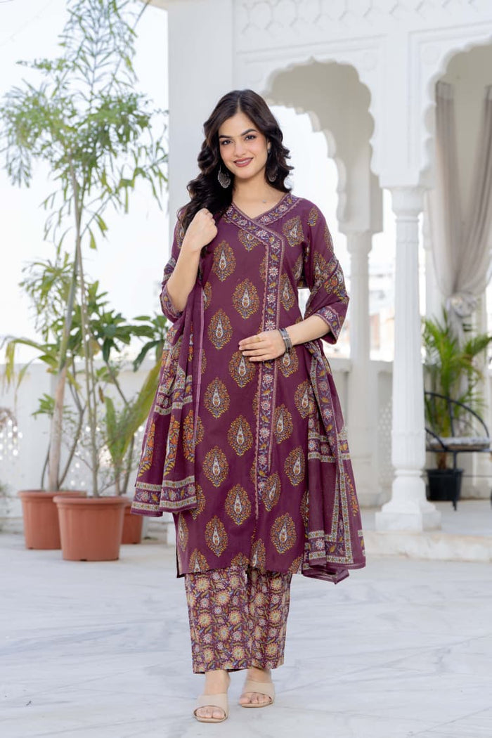 WINE ANGRAKHA STRAIGHT-FIT SUIT SET