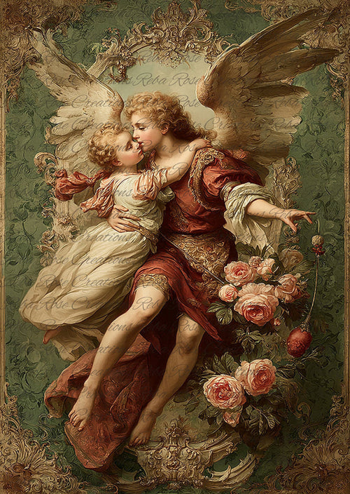 Cupid's Embrace Rice Paper by Reba Rose Creations