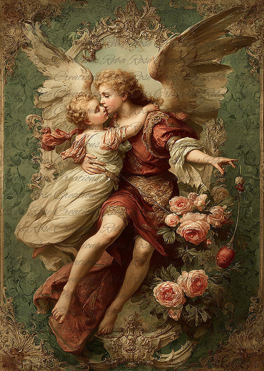 Cupid's Embrace Rice Paper by Reba Rose Creations