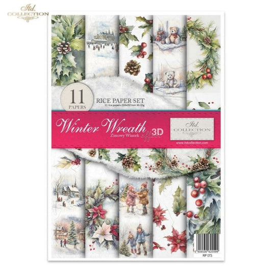 Winter Wreath Rice Paper Set by ITD Collection, RP073