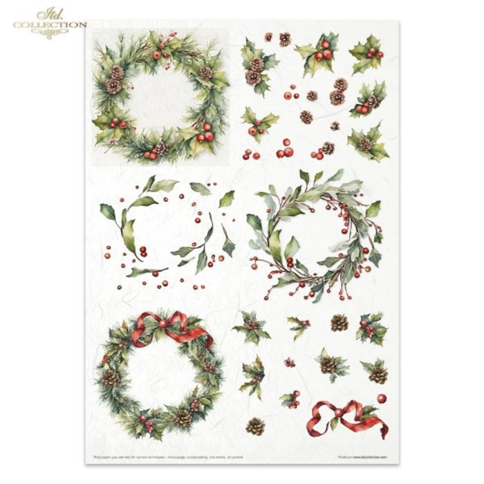 Winter Wreath Rice Paper Set by ITD Collection, RP073