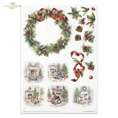 Winter Wreath Rice Paper Set by ITD Collection, RP073
