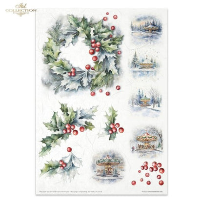 Winter Wreath Rice Paper Set by ITD Collection, RP073
