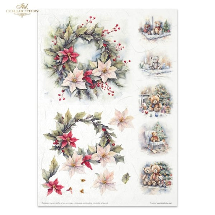 Winter Wreath Rice Paper Set by ITD Collection, RP073