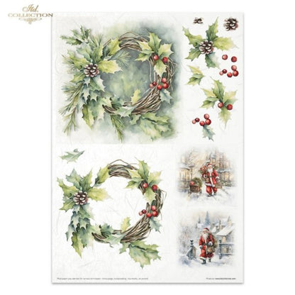 Winter Wreath Rice Paper Set by ITD Collection, RP073