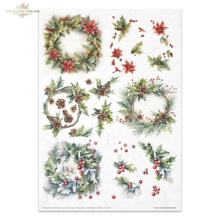 Winter Wreath Rice Paper Set by ITD Collection, RP073