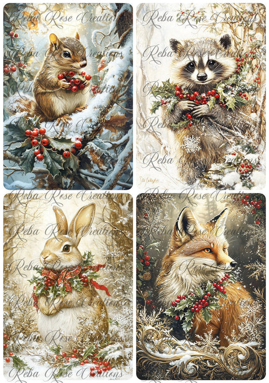 Woodland Christmas Critters Rice Paper by Reba Rose Creations