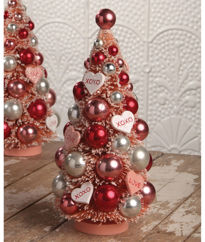 XOX Valentine's Day Tree by Bethany Lowe Designs, Bottle Brush Valentine Tree