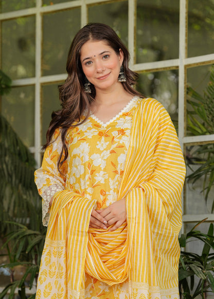 YELLOW LACE SUIT SET